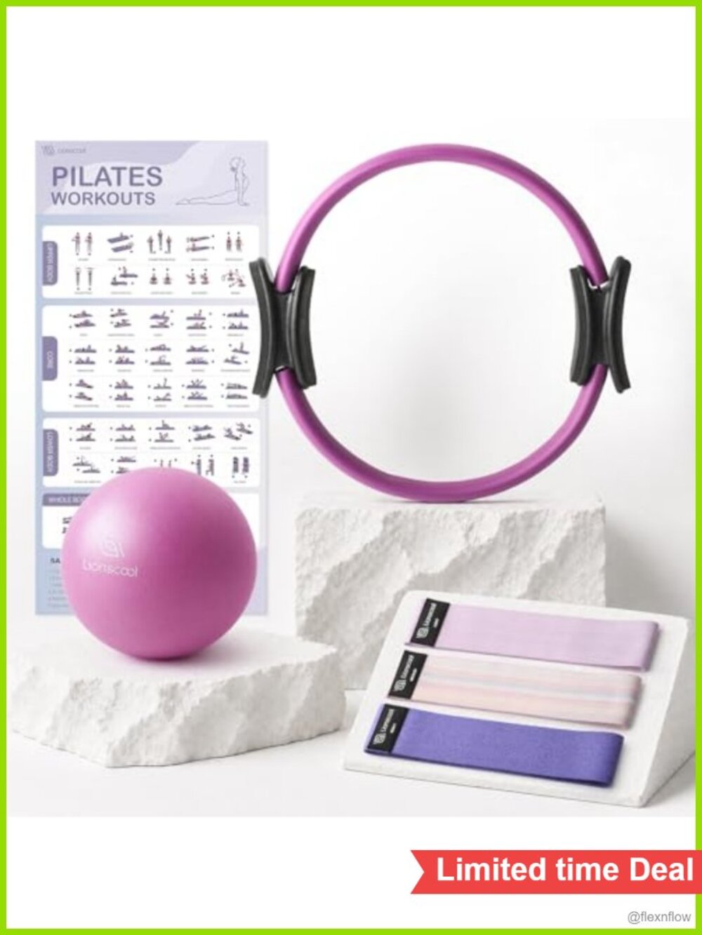 14 Pilates Ring Set, Magic Circle, Mini Ball, Resistance Bands, Home Workout Kit